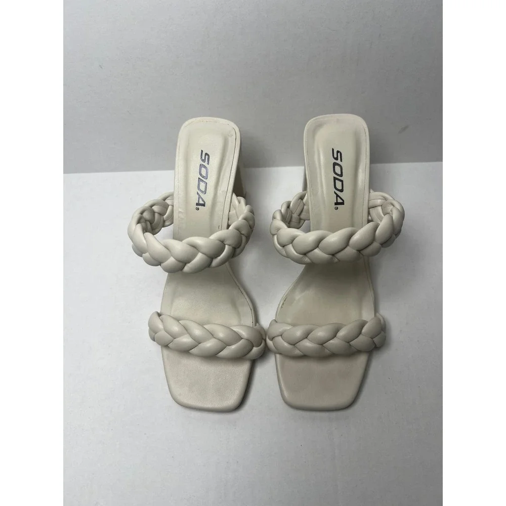 Soda Cream Colored Braided Block‎ Style Heel Size 6